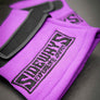 Purple and black Sideways Experience Japan gloves for motorsports. 