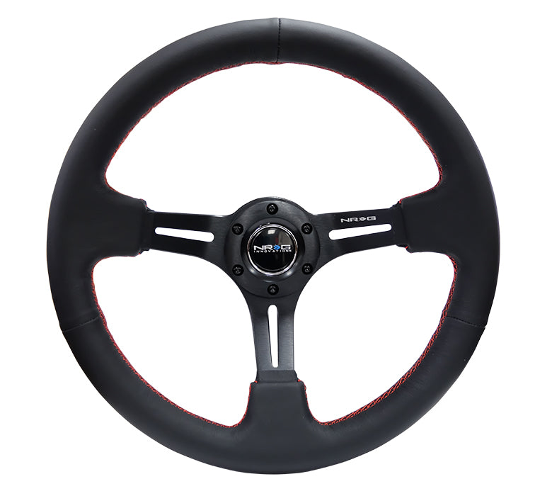 NRG "Nardi Style" Steering Wheel w/Red Stitch in Suede or Leather