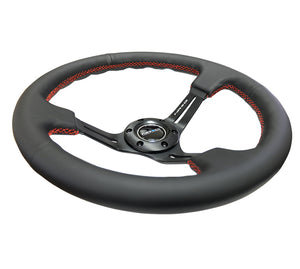 NRG "Nardi Style" Steering Wheel w/Red Stitch in Suede or Leather