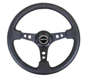 NRG "Deep Dish" Leather Steering Wheel 350mm w/Black Stitch